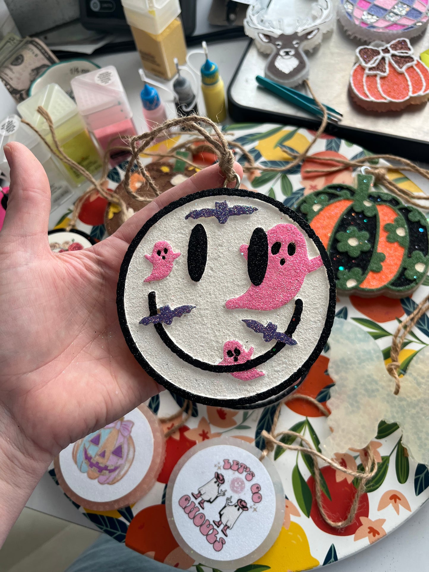 Happy Ghost & Bats Freshie