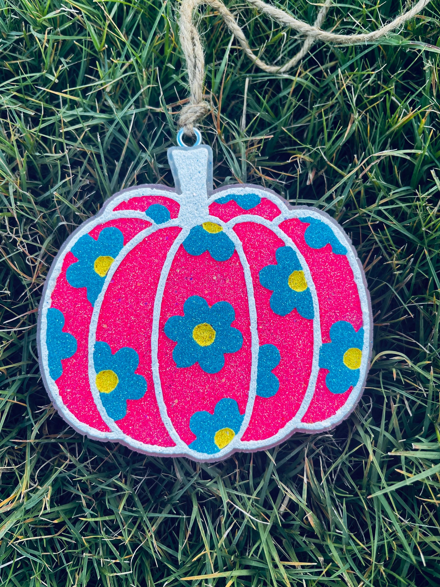 Hot Pink Floral Pumpkin Freshie