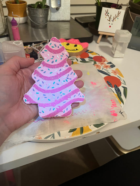 Pink Christmas Tree Cake Freshie