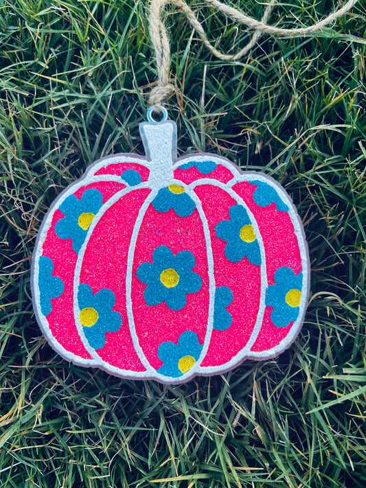 Hot Pink Floral Pumpkin Freshie