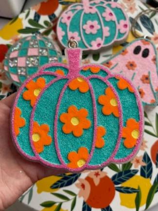 Floral Pumpkin Freshie_Teal